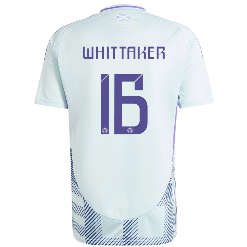 Niño Fútbol Camiseta Escocia Rory Whittaker #16 Azul Menta Claro 2ª Equipación 24-26