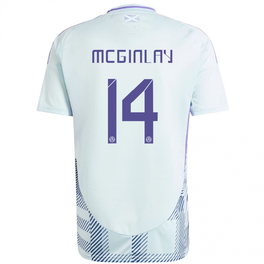 Niño Fútbol Camiseta Escocia Aiden Mcginlay #14 Azul Menta Claro 2ª Equipación 24-26