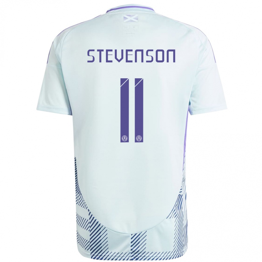 Niño Fútbol Camiseta Escocia Gus Stevenson #11 Azul Menta Claro 2ª Equipación 24-26