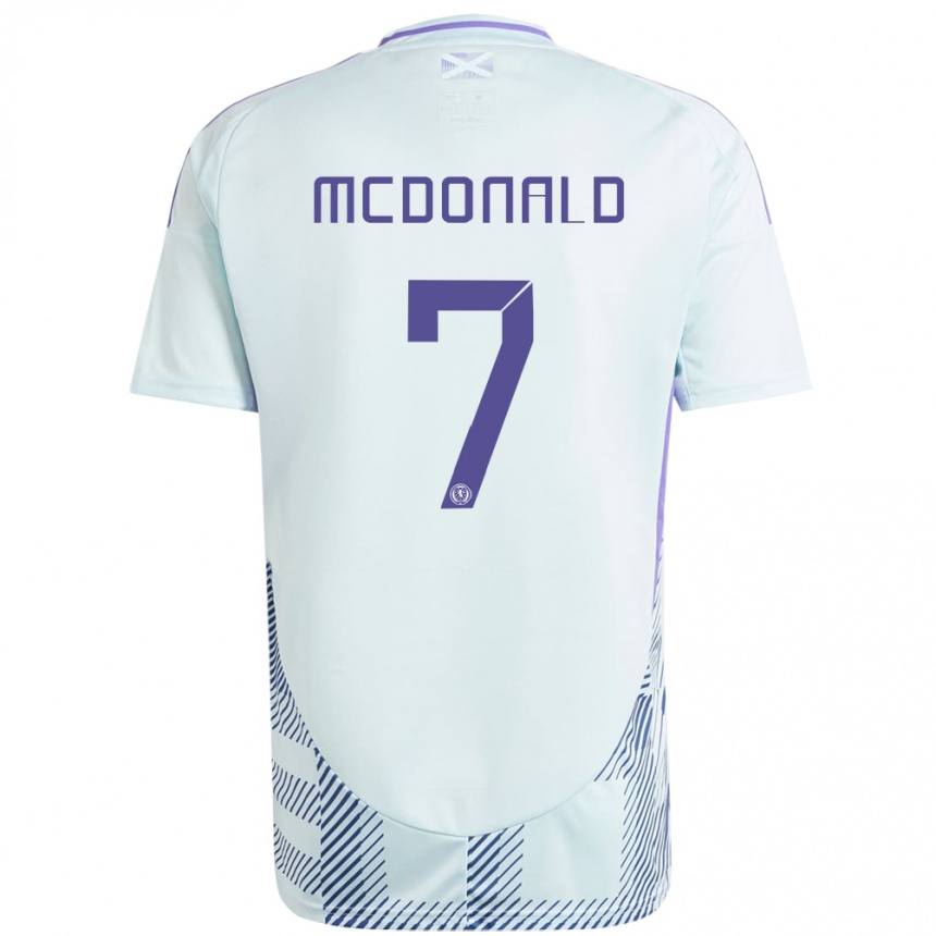 Niño Fútbol Camiseta Escocia Josh Mcdonald #7 Azul Menta Claro 2ª Equipación 24-26