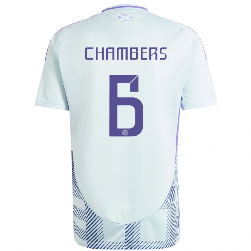 Niño Fútbol Camiseta Escocia Sam Chambers #6 Azul Menta Claro 2ª Equipación 24-26