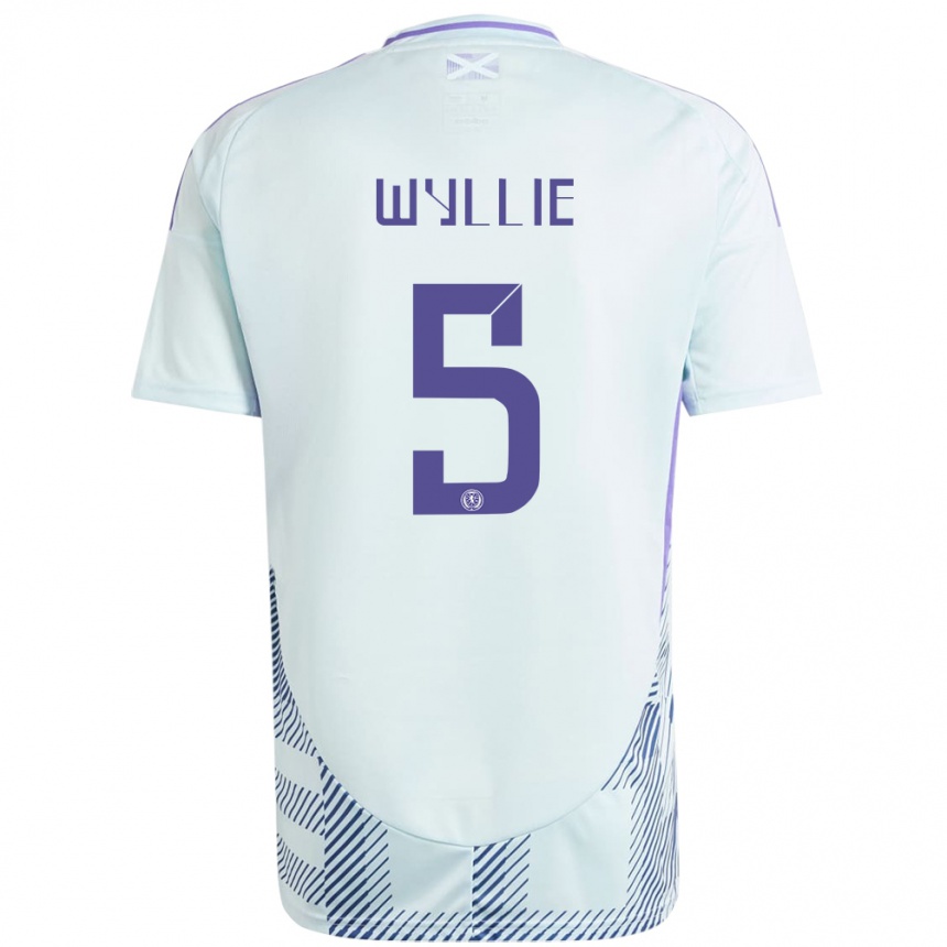 Niño Fútbol Camiseta Escocia Jack Wyllie #5 Azul Menta Claro 2ª Equipación 24-26