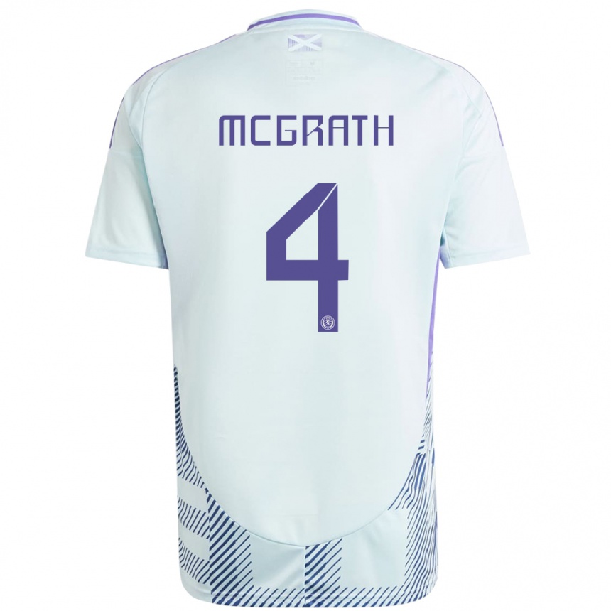 Niño Fútbol Camiseta Escocia Joseph Mcgrath #4 Azul Menta Claro 2ª Equipación 24-26