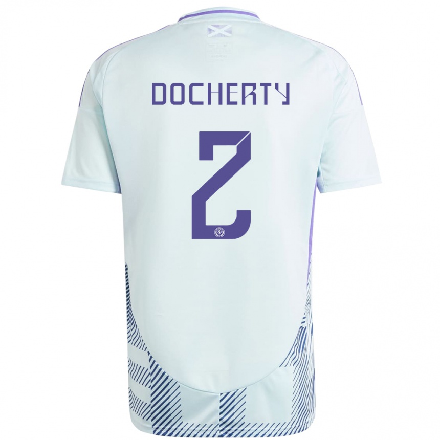 Niño Fútbol Camiseta Escocia Nicola Docherty #2 Azul Menta Claro 2ª Equipación 24-26