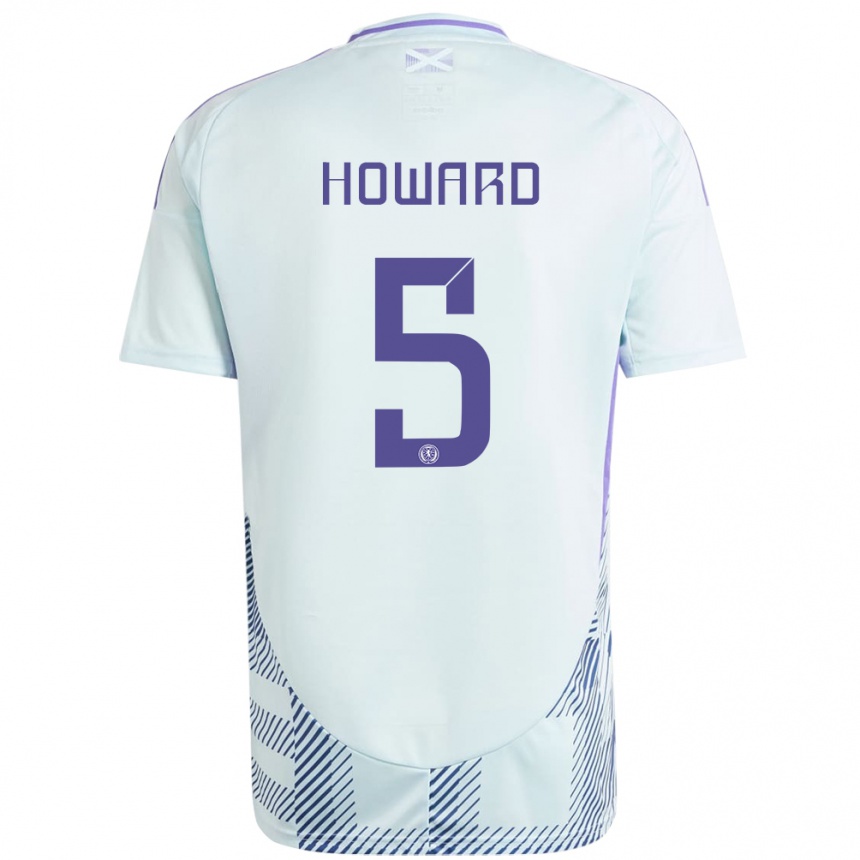 Niño Fútbol Camiseta Escocia Sophie Howard #5 Azul Menta Claro 2ª Equipación 24-26