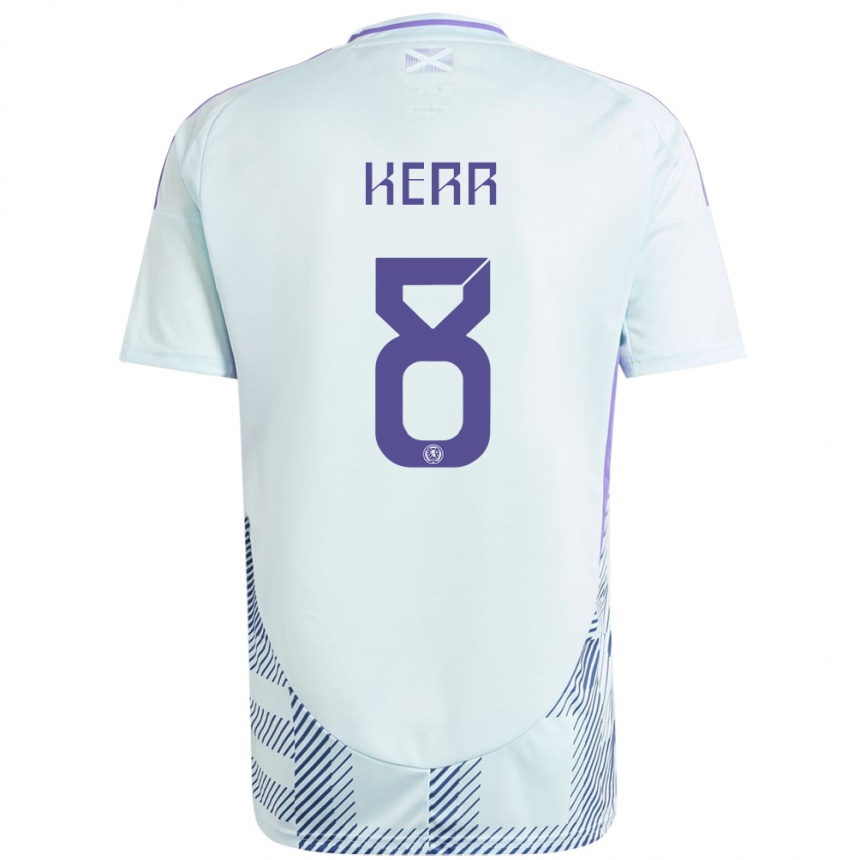 Niño Fútbol Camiseta Escocia Samantha Kerr #8 Azul Menta Claro 2ª Equipación 24-26