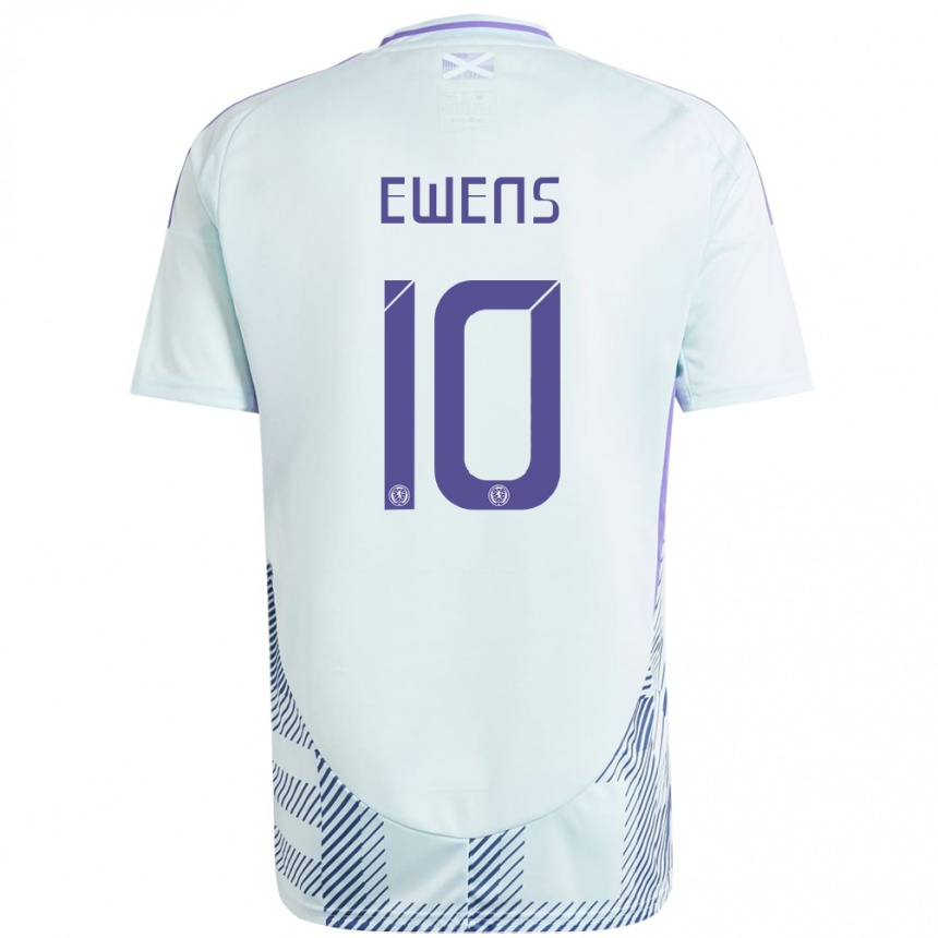 Niño Fútbol Camiseta Escocia Sarah Ewens #10 Azul Menta Claro 2ª Equipación 24-26