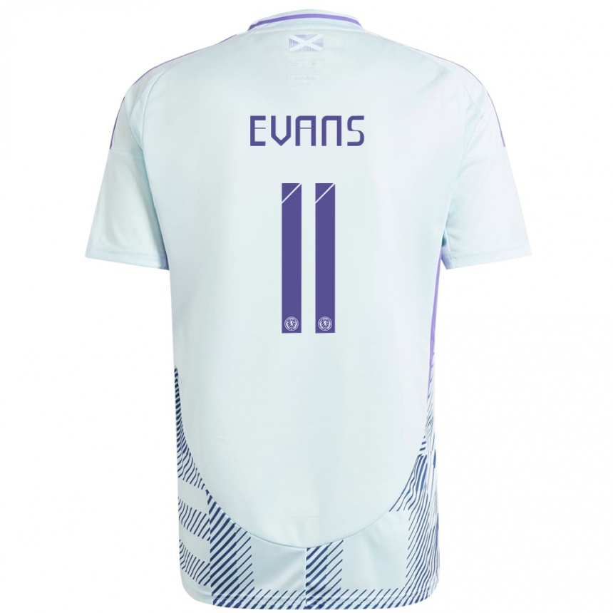 Niño Fútbol Camiseta Escocia Lisa Evans #11 Azul Menta Claro 2ª Equipación 24-26