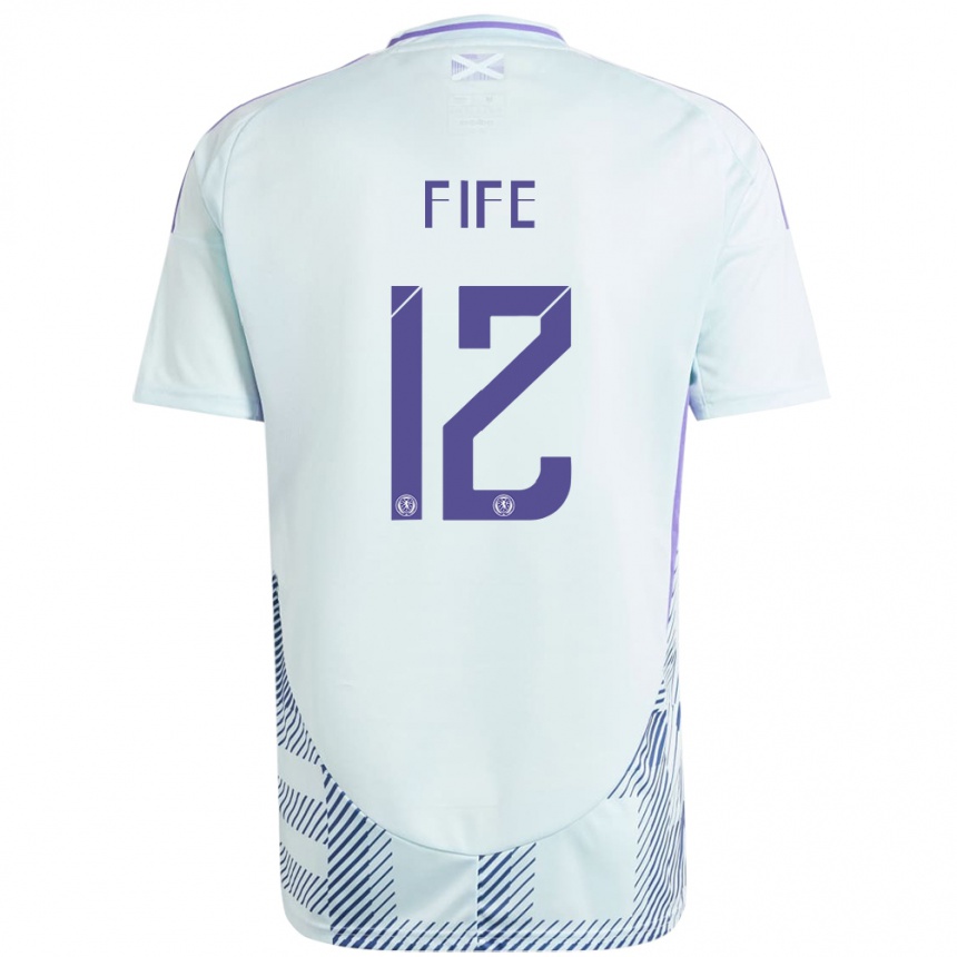 Niño Fútbol Camiseta Escocia Jenna Fife #12 Azul Menta Claro 2ª Equipación 24-26