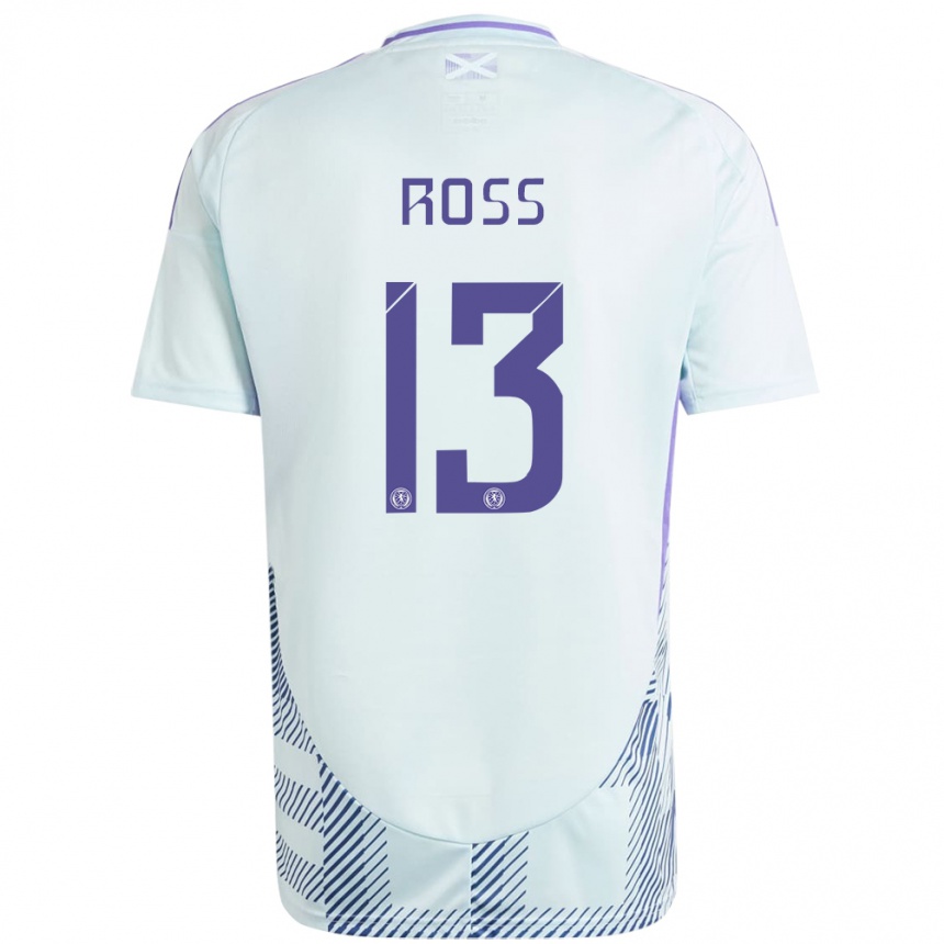 Niño Fútbol Camiseta Escocia Jane Ross #13 Azul Menta Claro 2ª Equipación 24-26