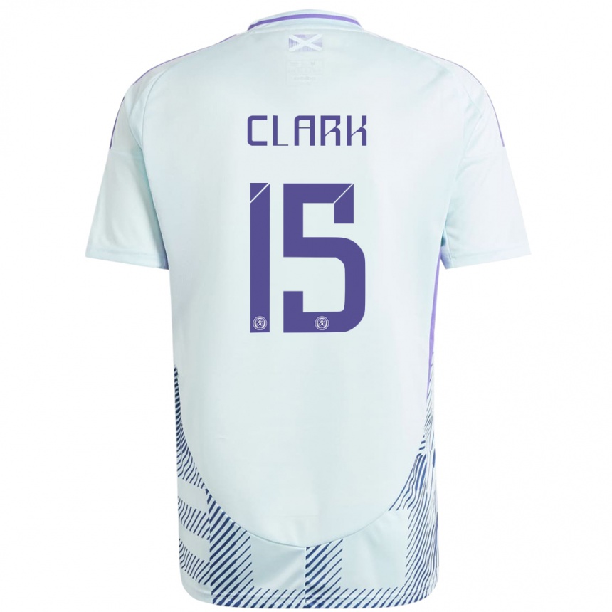 Niño Fútbol Camiseta Escocia Jenna Clark #15 Azul Menta Claro 2ª Equipación 24-26