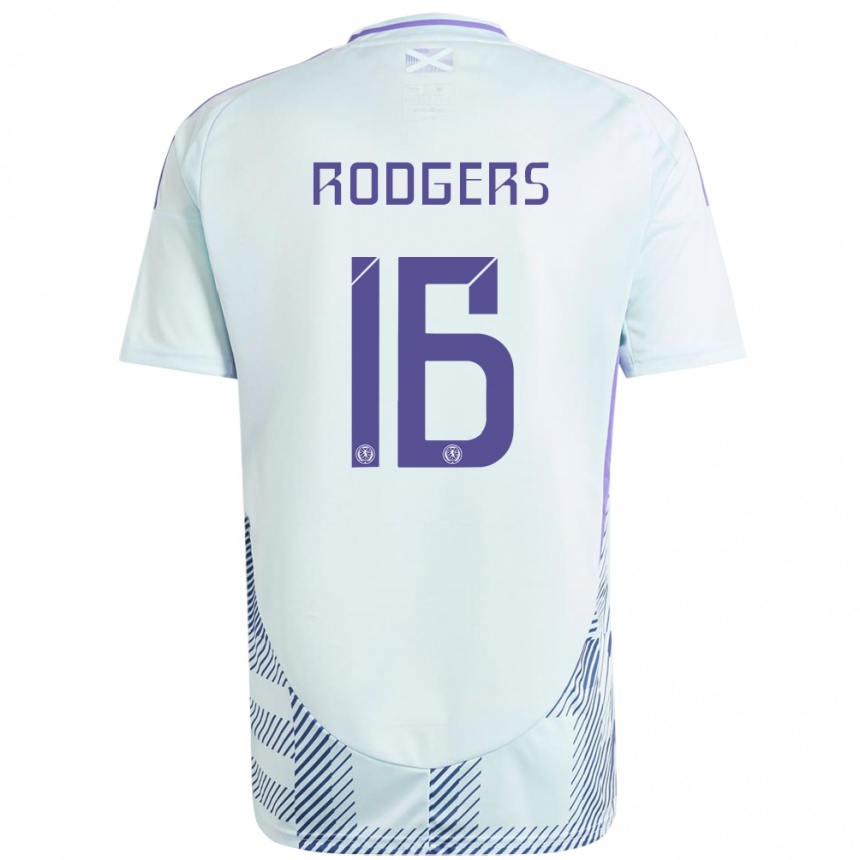 Niño Fútbol Camiseta Escocia Amy Rodgers #16 Azul Menta Claro 2ª Equipación 24-26