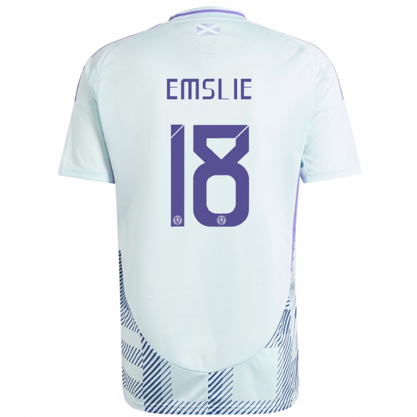 Niño Fútbol Camiseta Escocia Claire Emslie #18 Azul Menta Claro 2ª Equipación 24-26