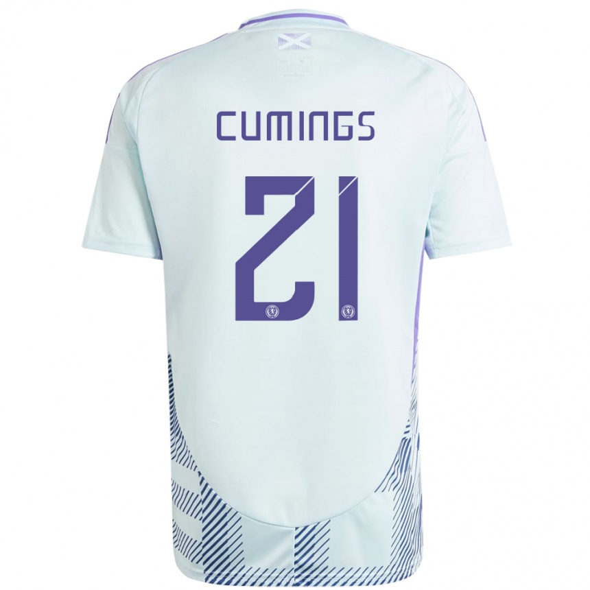 Niño Fútbol Camiseta Escocia Eartha Cumings #21 Azul Menta Claro 2ª Equipación 24-26