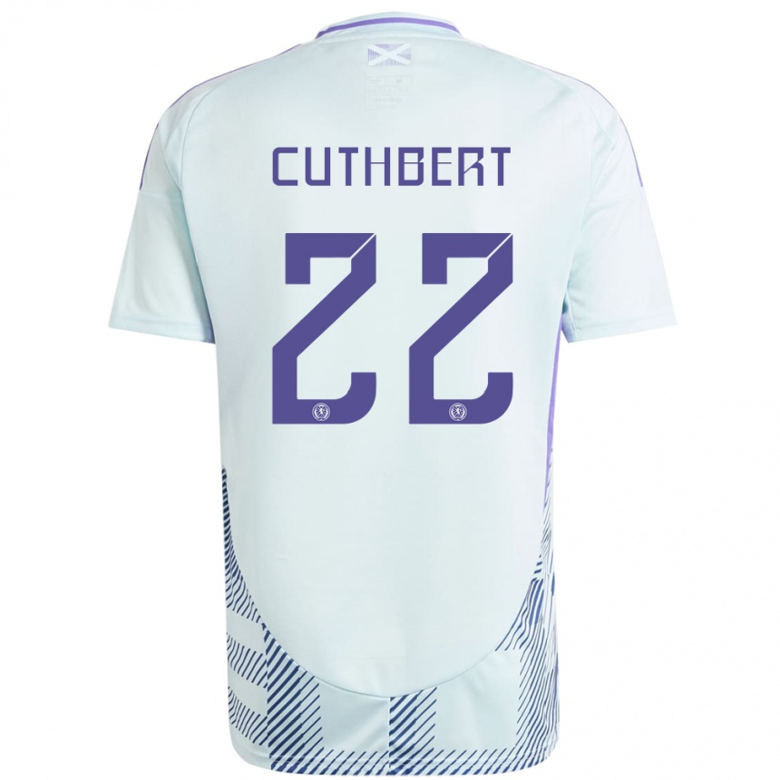 Niño Fútbol Camiseta Escocia Erin Cuthbert #22 Azul Menta Claro 2ª Equipación 24-26