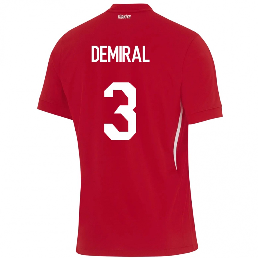 Niño Fútbol Camiseta Turquía Merih Demiral #3 Rojo 2ª Equipación 24-26