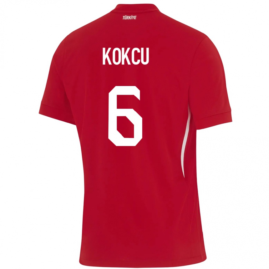 Niño Fútbol Camiseta Turquía Orkun Kökçü #6 Rojo 2ª Equipación 24-26