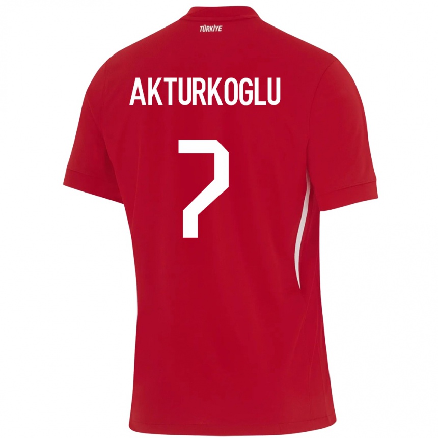 Niño Fútbol Camiseta Turquía Kerem Aktürkoğlu #7 Rojo 2ª Equipación 24-26