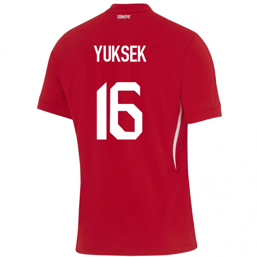 Niño Fútbol Camiseta Turquía İsmail Yüksek #16 Rojo 2ª Equipación 24-26