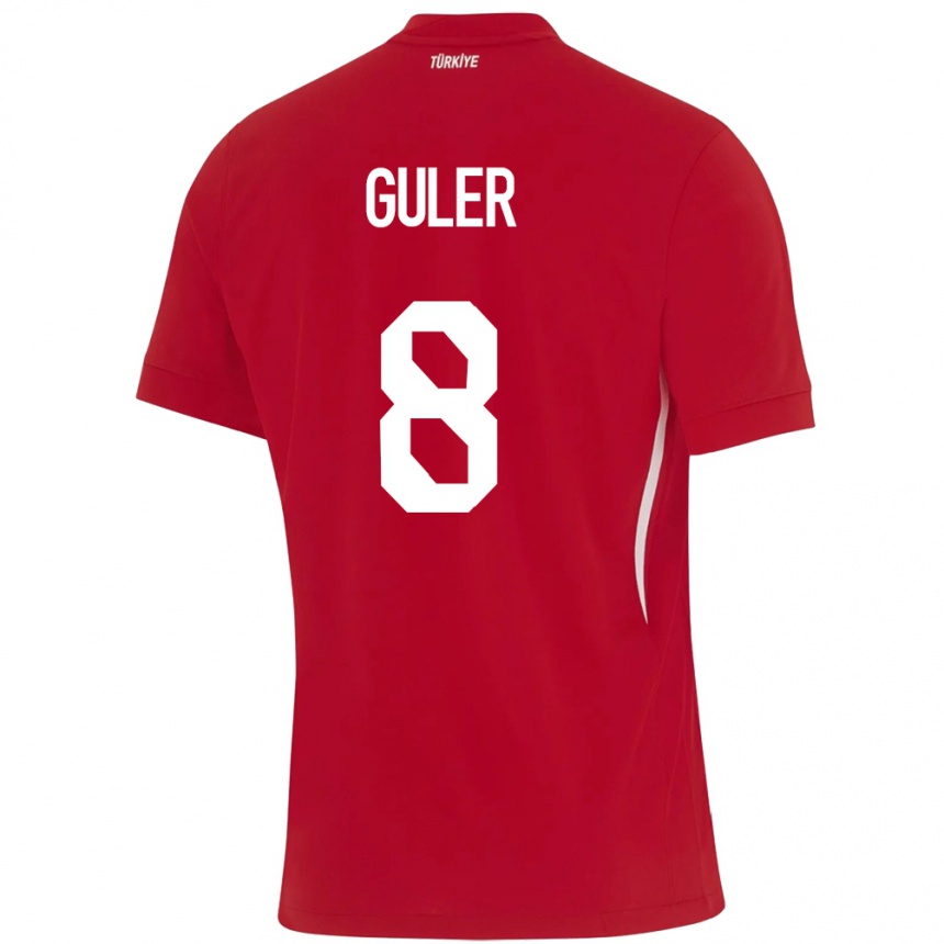 Niño Fútbol Camiseta Turquía Arda Güler #8 Rojo 2ª Equipación 24-26