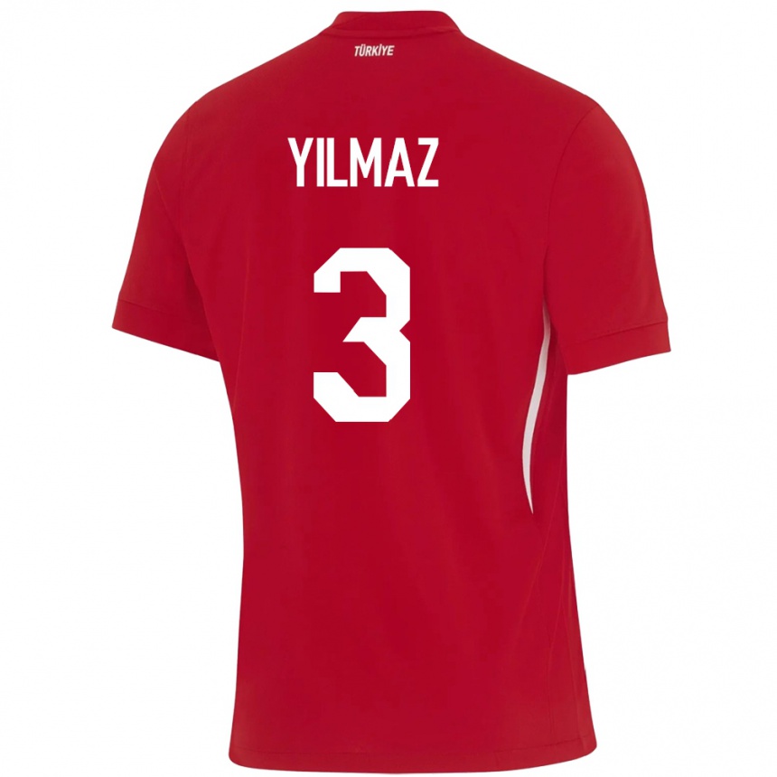 Niño Fútbol Camiseta Turquía Berkay Yılmaz #3 Rojo 2ª Equipación 24-26