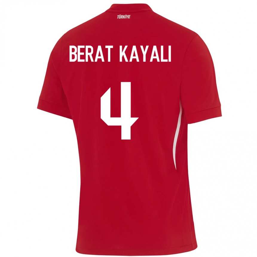 Niño Fútbol Camiseta Turquía Hasan Berat Kayalı #4 Rojo 2ª Equipación 24-26