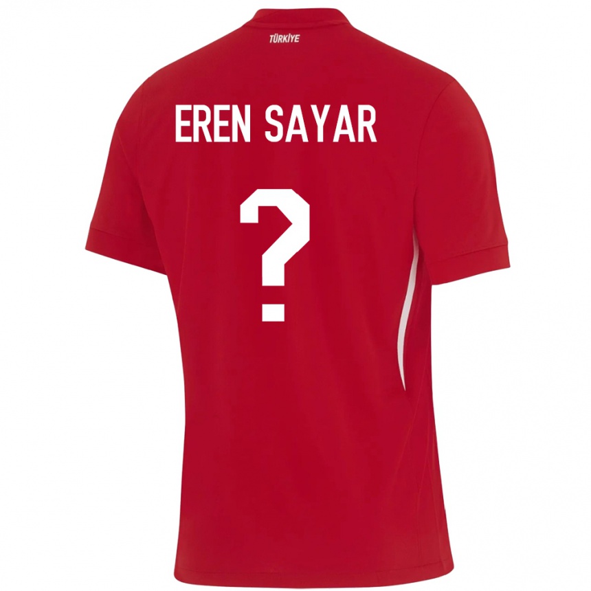 Niño Fútbol Camiseta Turquía Emin Eren Sayar #0 Rojo 2ª Equipación 24-26