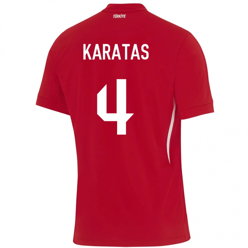 Niño Fútbol Camiseta Turquía Eda Karataş #4 Rojo 2ª Equipación 24-26