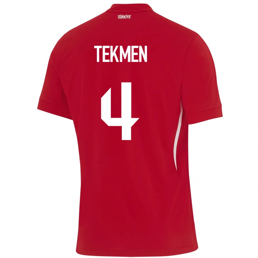 Niño Fútbol Camiseta Turquía Ece Tekmen #4 Rojo 2ª Equipación 24-26