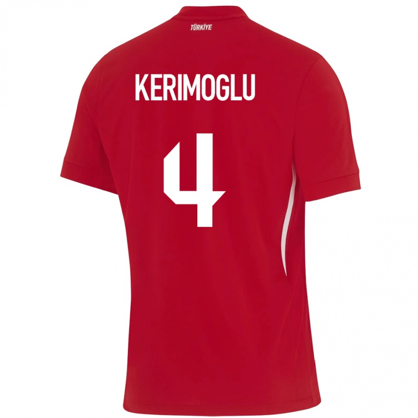 Niño Fútbol Camiseta Turquía Zeynap Kerimoğlu #4 Rojo 2ª Equipación 24-26