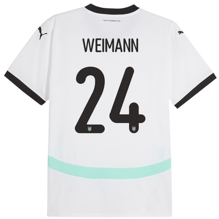 Niño Fútbol Camiseta Austria Andreas Weimann #24 Blanco 2ª Equipación 24-26