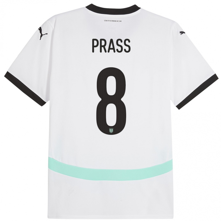 Niño Fútbol Camiseta Austria Alexander Prass #8 Blanco 2ª Equipación 24-26