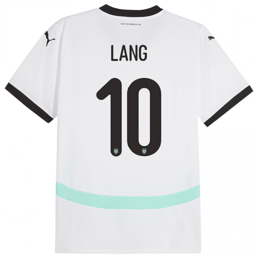 Niño Fútbol Camiseta Austria Christoph Lang #10 Blanco 2ª Equipación 24-26