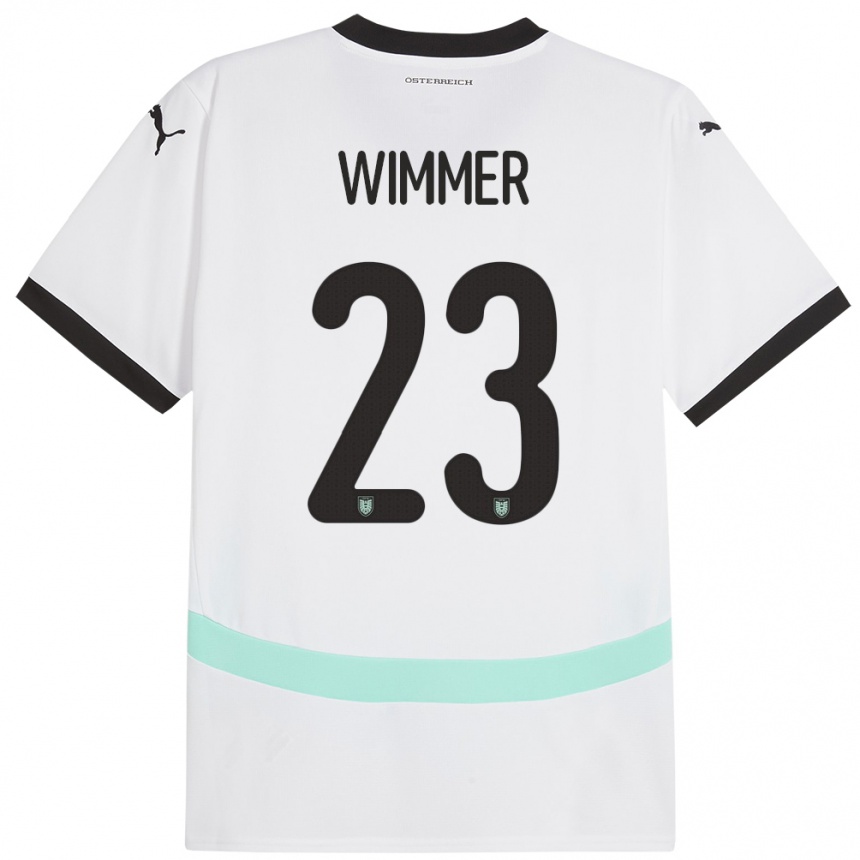 Niño Fútbol Camiseta Austria Patrick Wimmer #23 Blanco 2ª Equipación 24-26