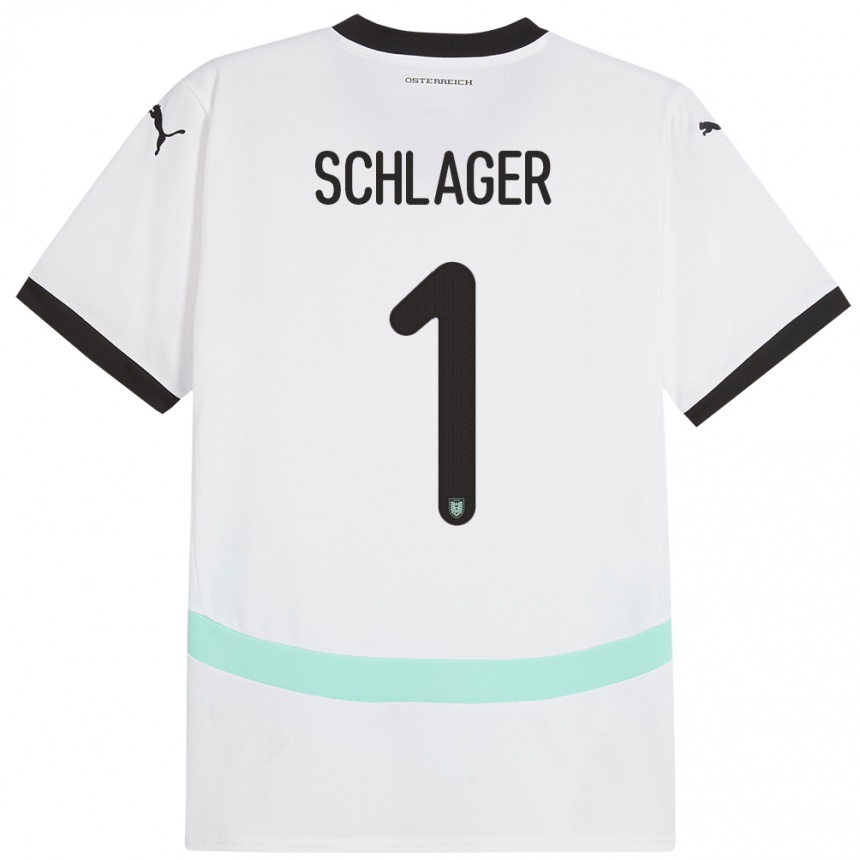 Niño Fútbol Camiseta Austria Alexander Schlager #1 Blanco 2ª Equipación 24-26