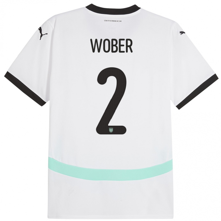 Niño Fútbol Camiseta Austria Maximilian Wöber #2 Blanco 2ª Equipación 24-26