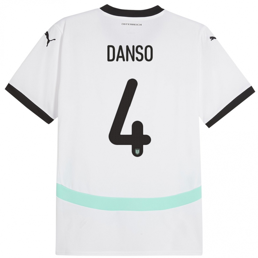 Niño Fútbol Camiseta Austria Kevin Danso #4 Blanco 2ª Equipación 24-26