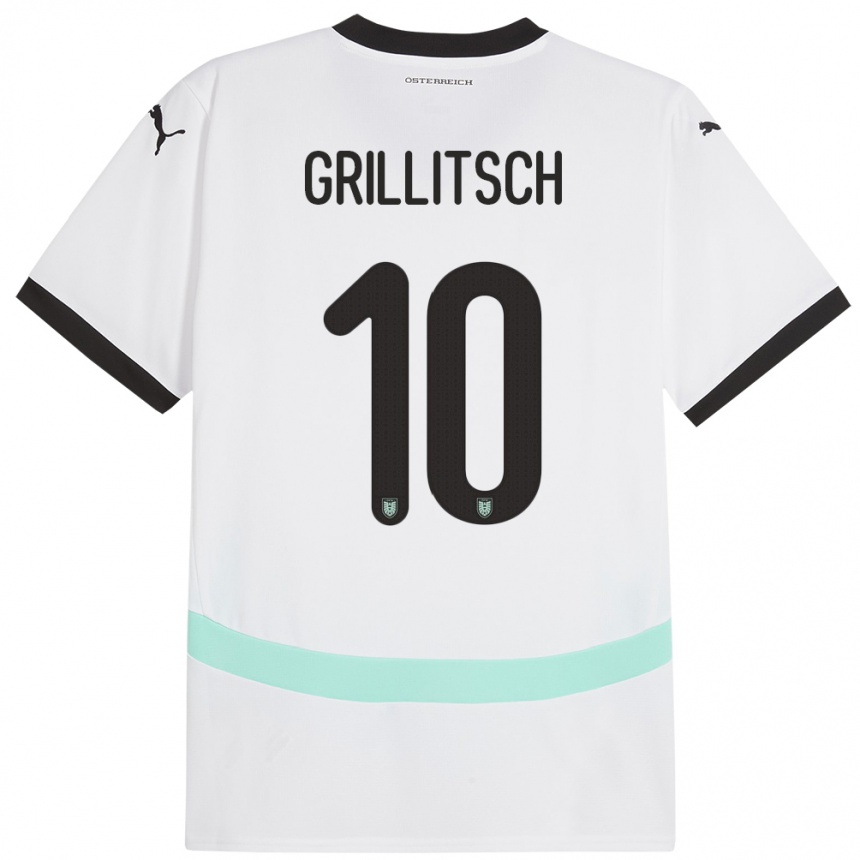 Niño Fútbol Camiseta Austria Florian Grillitsch #10 Blanco 2ª Equipación 24-26