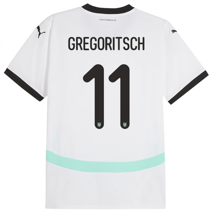 Niño Fútbol Camiseta Austria Michael Gregoritsch #11 Blanco 2ª Equipación 24-26