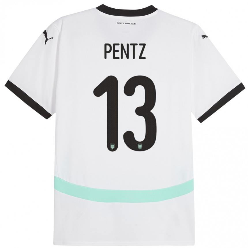 Niño Fútbol Camiseta Austria Patrick Pentz #13 Blanco 2ª Equipación 24-26