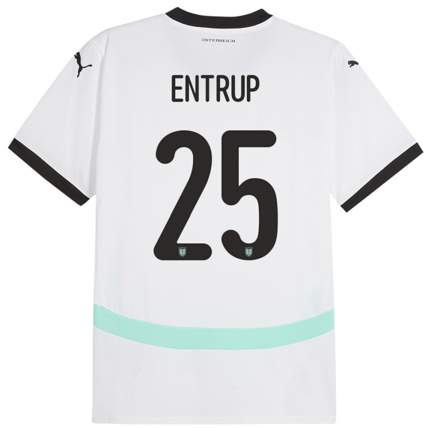 Niño Fútbol Camiseta Austria Maximilian Entrup #25 Blanco 2ª Equipación 24-26