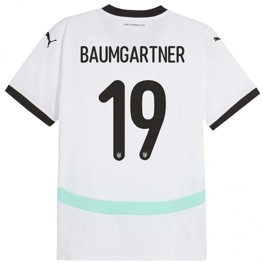 Niño Fútbol Camiseta Austria Christoph Baumgartner #19 Blanco 2ª Equipación 24-26