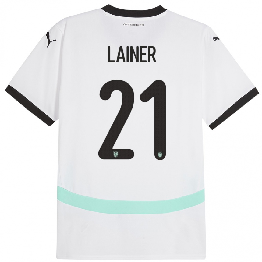 Niño Fútbol Camiseta Austria Stefan Lainer #21 Blanco 2ª Equipación 24-26