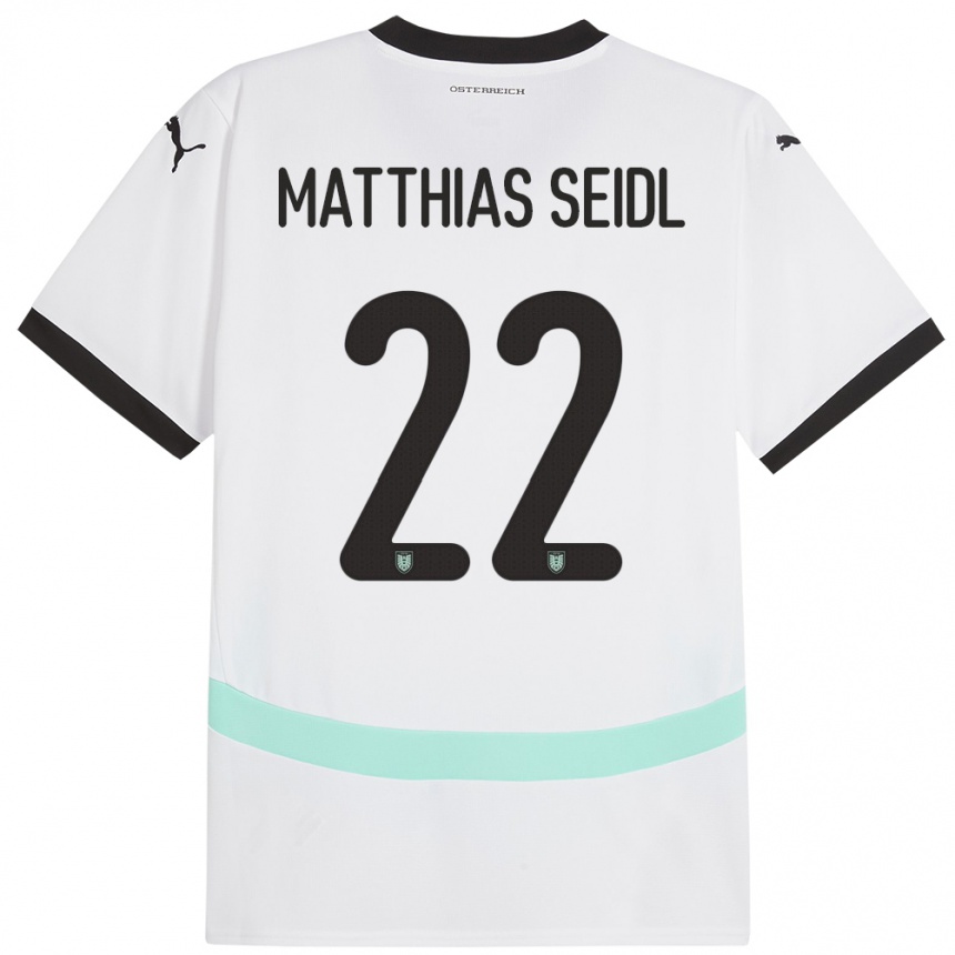 Niño Fútbol Camiseta Austria Matthias Seidl #22 Blanco 2ª Equipación 24-26