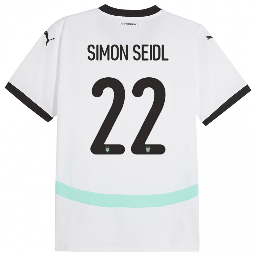 Niño Fútbol Camiseta Austria Simon Seidl #22 Blanco 2ª Equipación 24-26