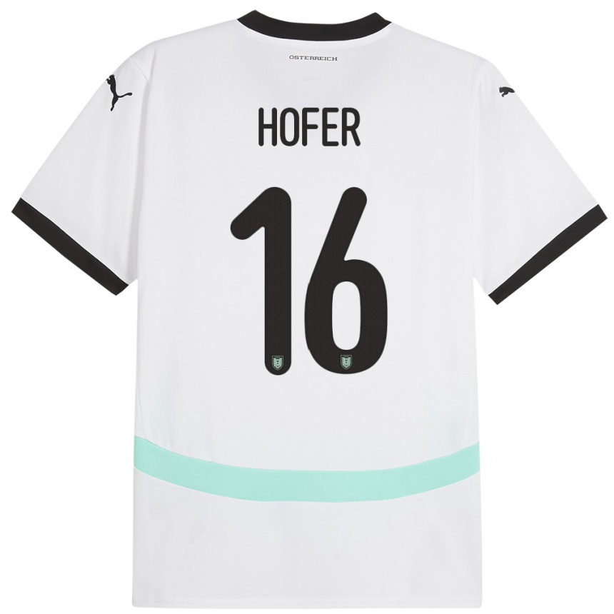 Niño Fútbol Camiseta Austria Raphael Hofer #16 Blanco 2ª Equipación 24-26