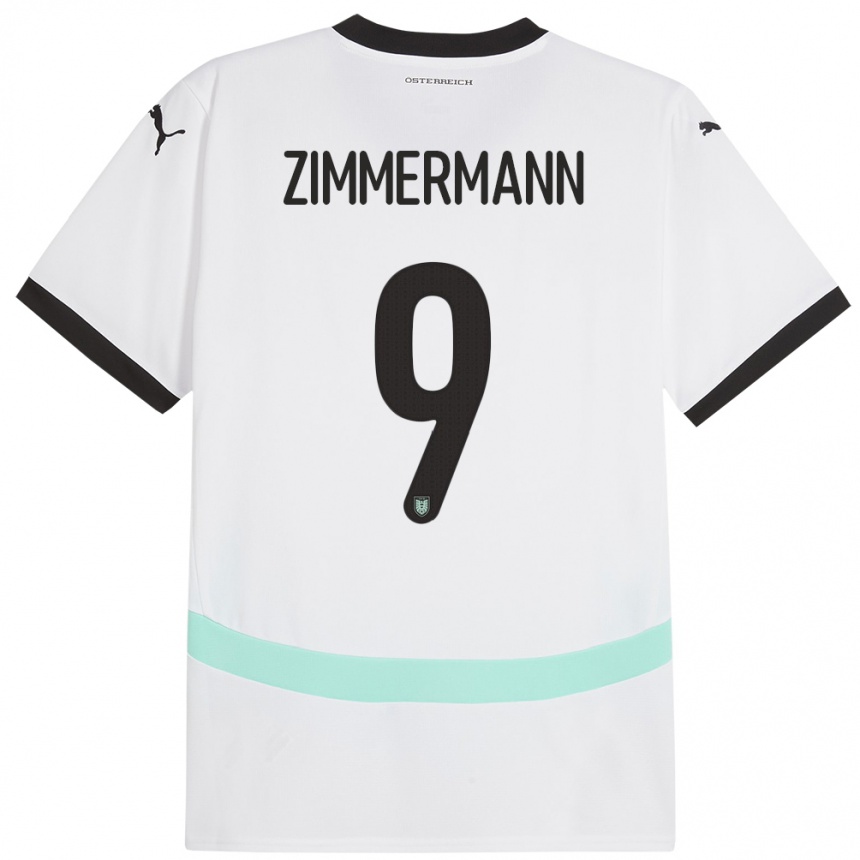 Niño Fútbol Camiseta Austria Bernhard Zimmermann #9 Blanco 2ª Equipación 24-26