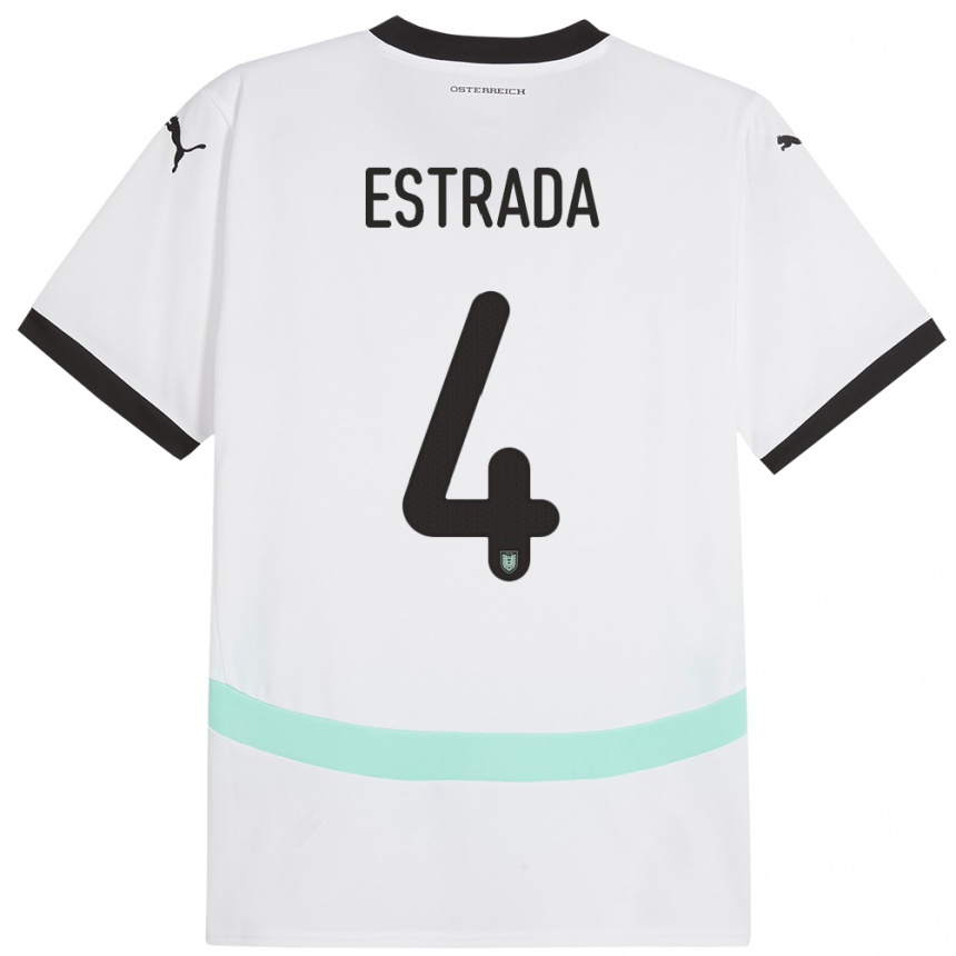 Niño Fútbol Camiseta Austria Pascal Estrada #4 Blanco 2ª Equipación 24-26