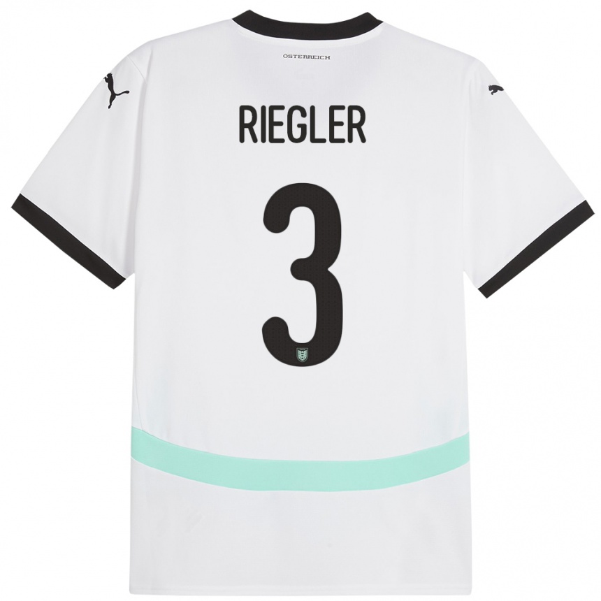 Niño Fútbol Camiseta Austria David Riegler #3 Blanco 2ª Equipación 24-26