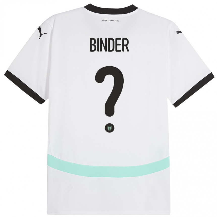 Niño Fútbol Camiseta Austria Nicolas Binder #0 Blanco 2ª Equipación 24-26